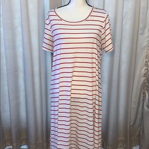 Large LuLaRoe Red Striped Jessie Dress